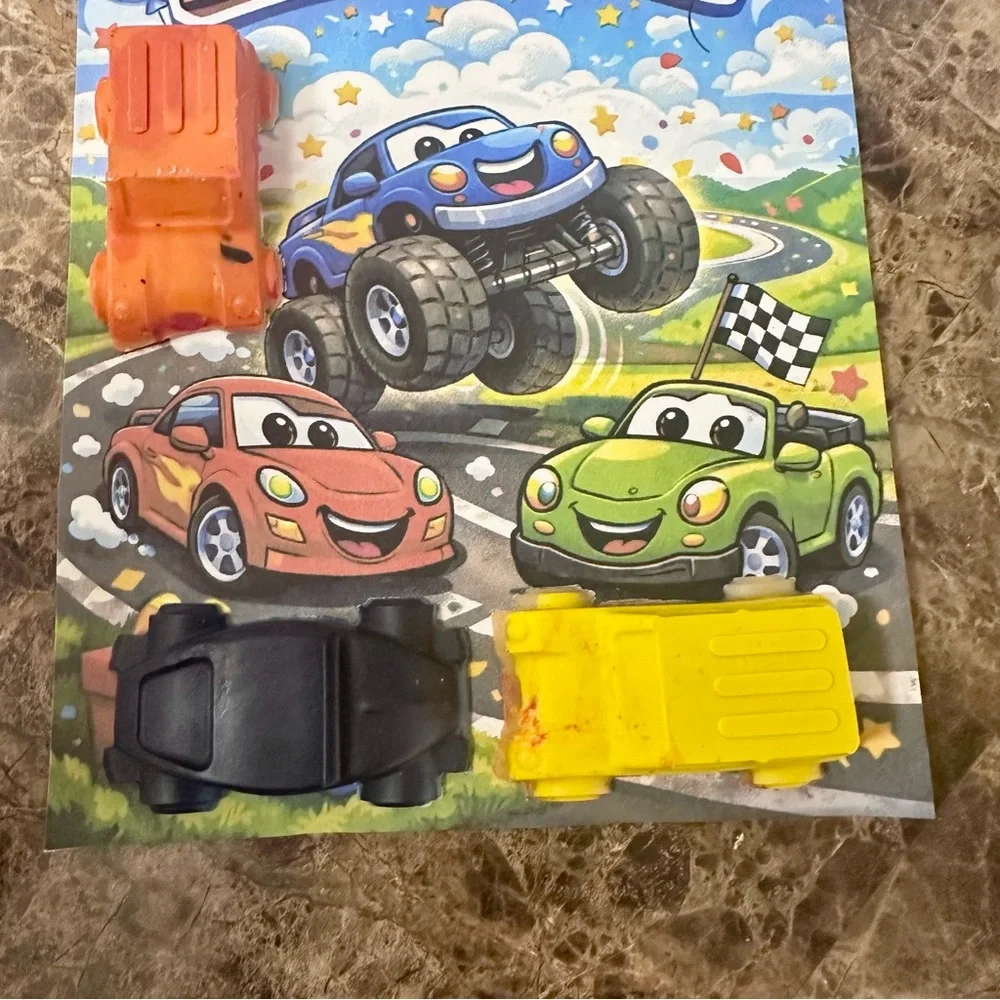 Handmade Blue Car Themed Crayon Birthday Card NEW